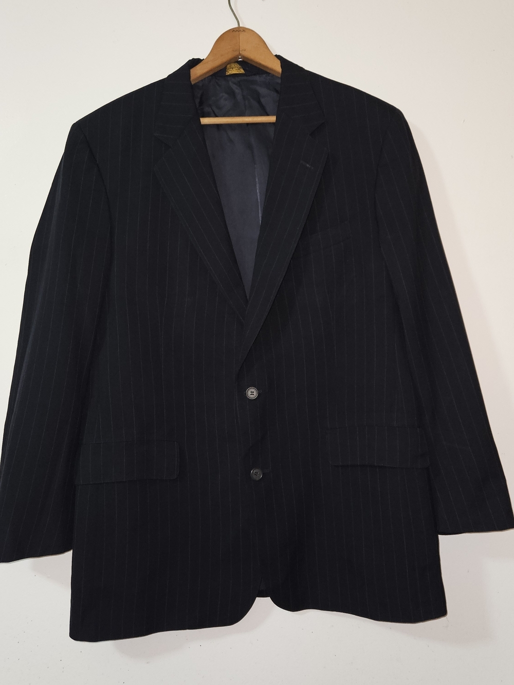Brooks Brothers Men's Black Pinstripe Two-Button Suit Blazer - Size 39